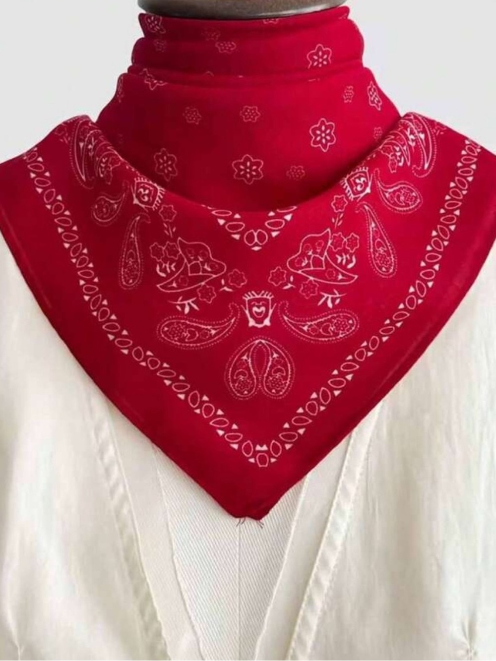 Women's Red Paisley Bandana Scarf - Versatile Head/Neck Wrap